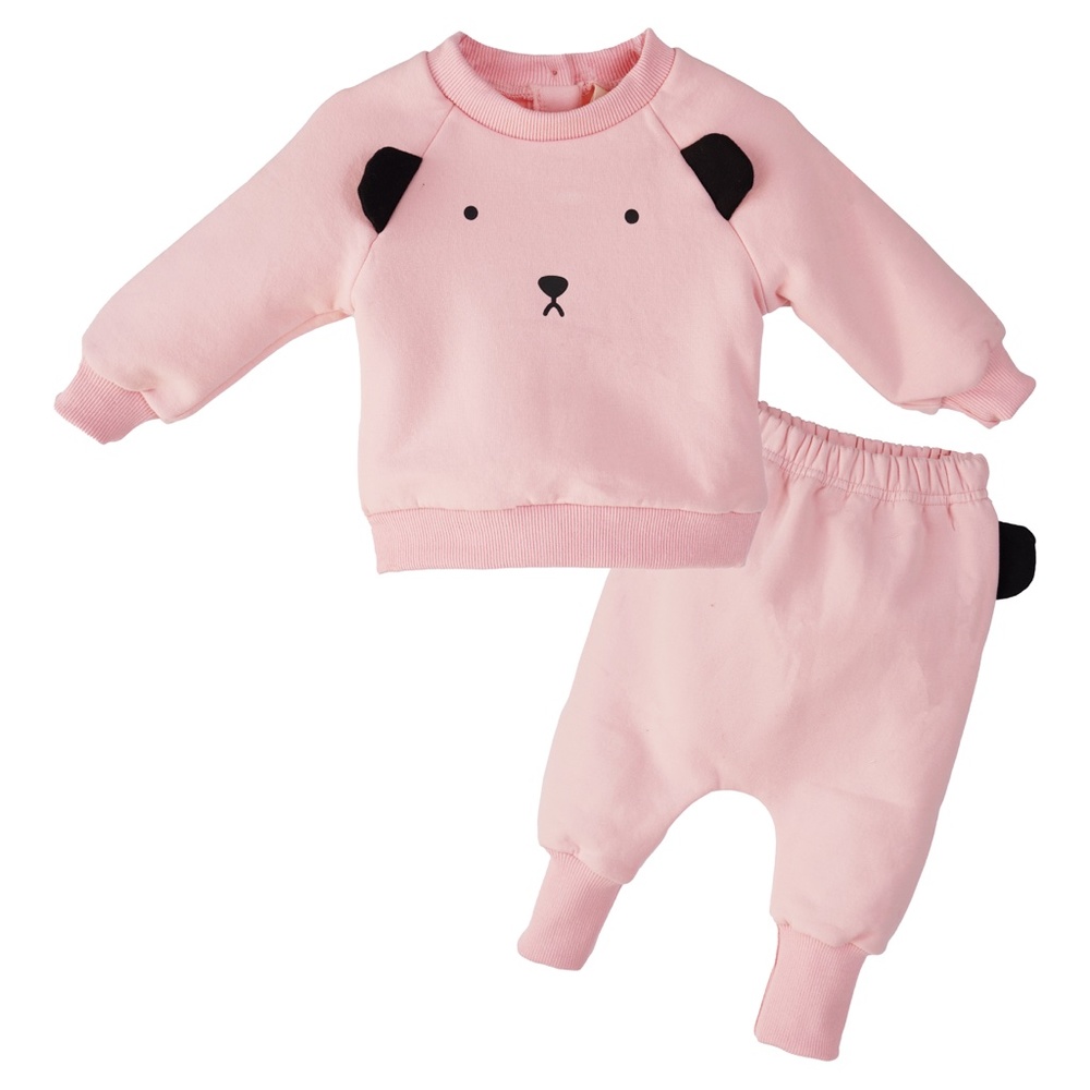 Baby Puppy Printed Fleece Tracksuit Pink